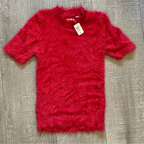 kidpik Other - KIDPIK FUZZY Little Girl Short Sleeve Sweater Top  EYELASH Size M (10)